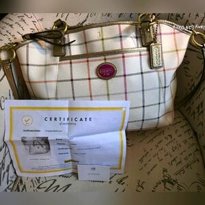 Coach Peyton Tattersall Tote In Used Condition With COA